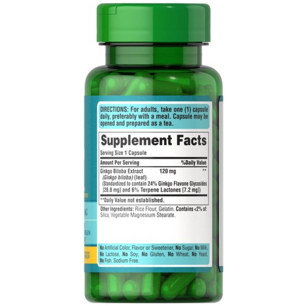 Ginkgo Biloba. 120 mg 100 cápsulas. Puritans Pride. Diabetes en Control