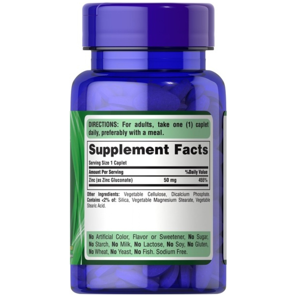 Gluconato de Zinc. 50 mg. 100 tabletas. Puritans Pride Diabetes en